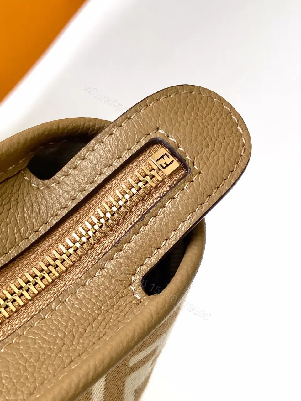View 5 of Chic Signature Tote – Geometric Patterned, Leather Trim, Structured Everyday Tote