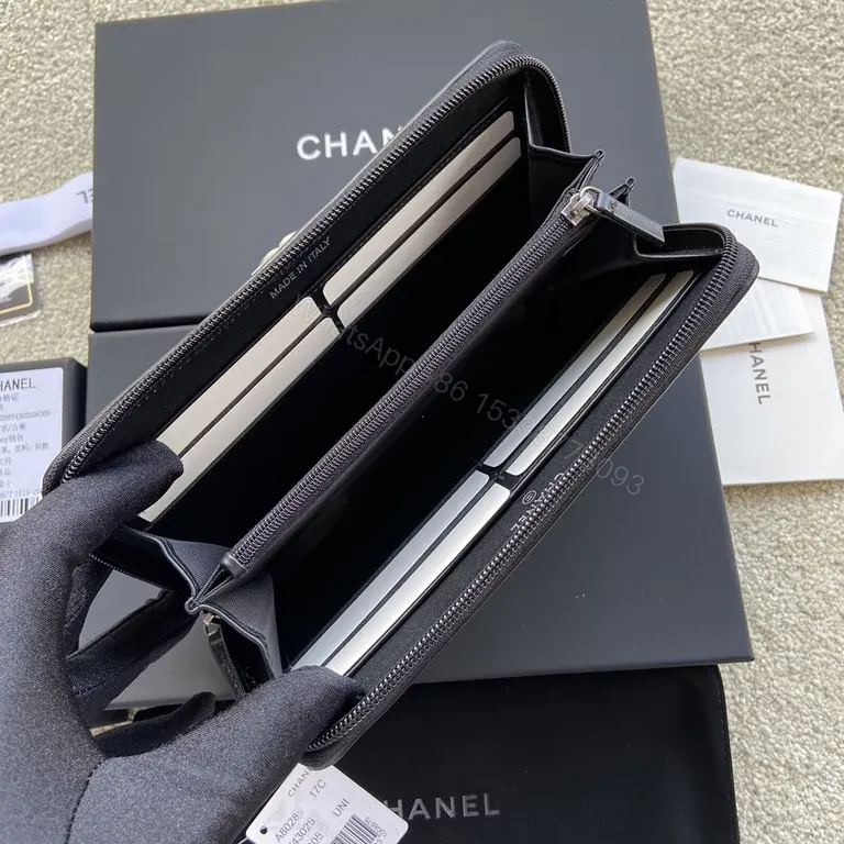View 4 of Silver CC-Clasp Quilted Lambskin Wallet â€“ Chanel-Inspired Luxury