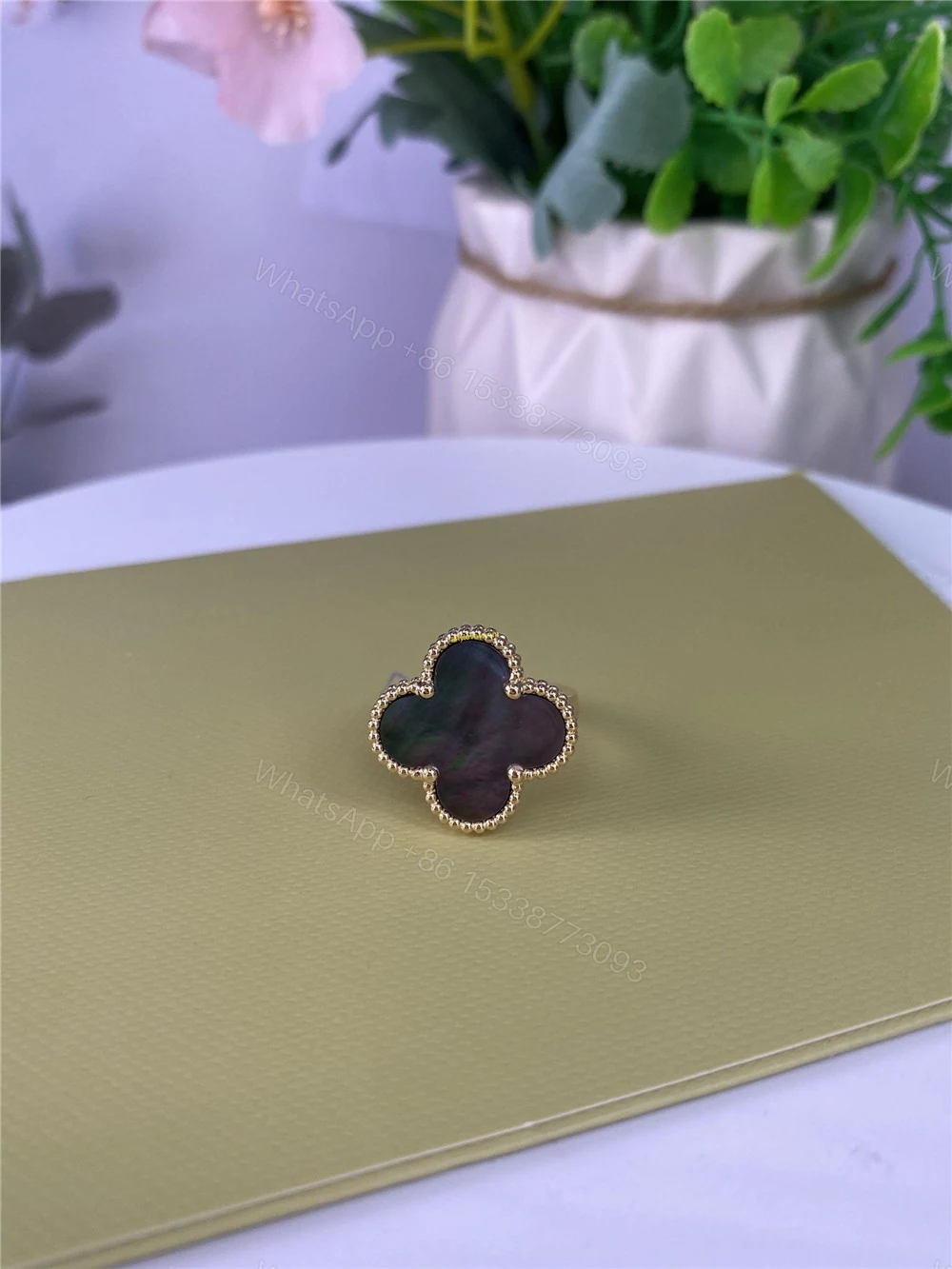 View 2 of VCA 18ct Yellow Gold Magic Alhambra Ring Grey Mother-Of-Pearl