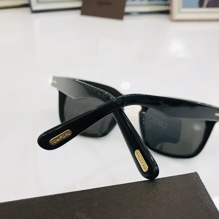 View 4 of Black Italian Acetate Tom Ford Sunglasses â€“ Square Frames, Gold T Accents