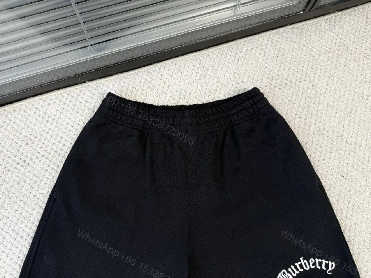 View 7 of Black Cotton Streetwear Shorts, Burberry Logo, London 1856