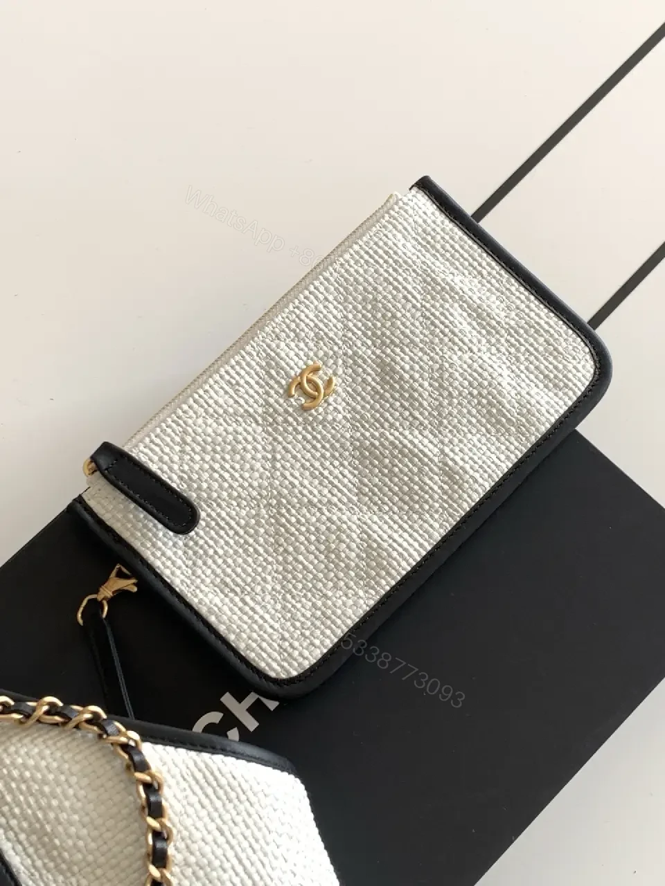 View 2 of Textured White Tote: Luxe, Structured, Dual-Chain Carry