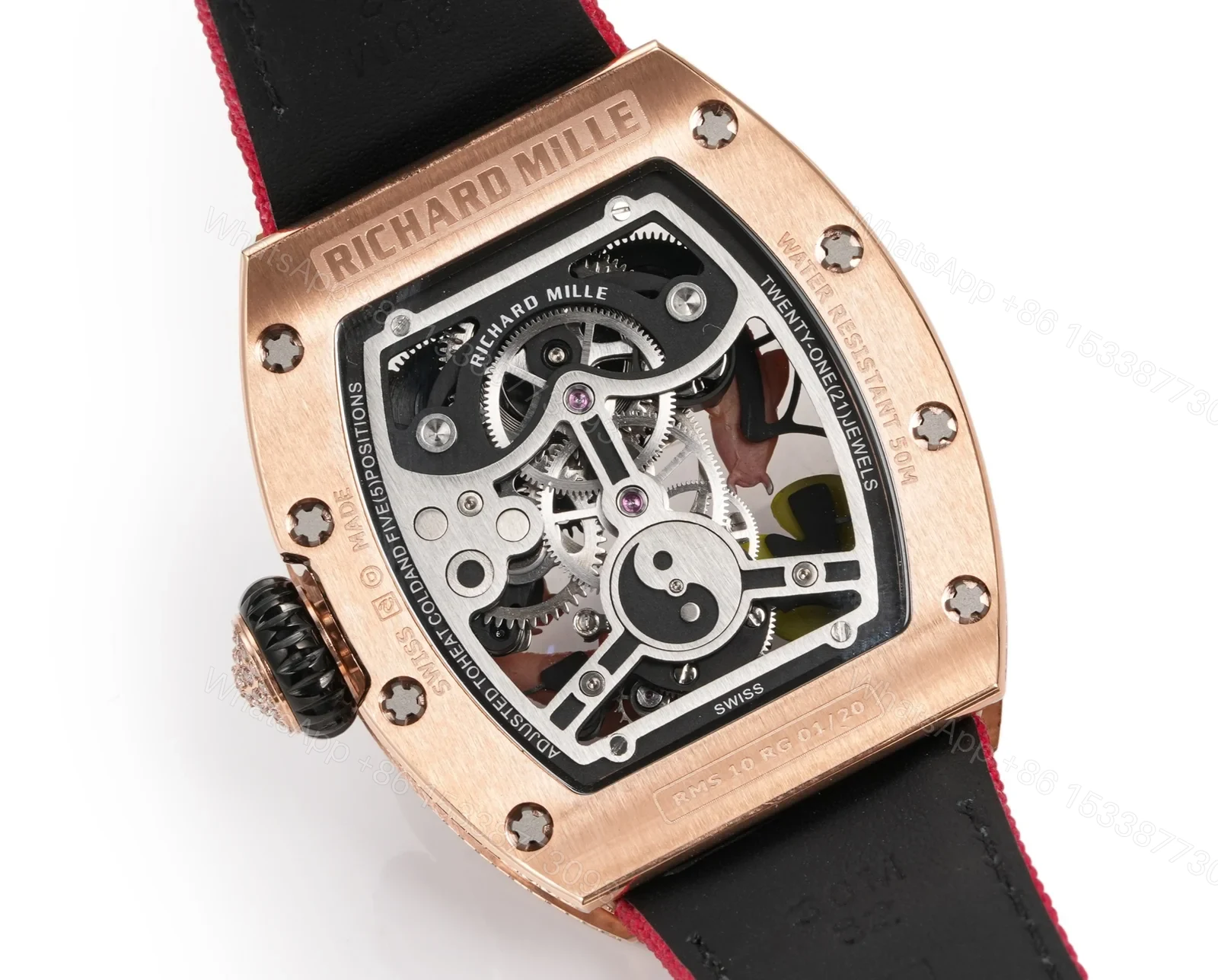 View 8 of Richard Mille RM S10 Koi Tourbillon Red Gold Diamond Red Strap Watch RMS10-KOI-RD-03