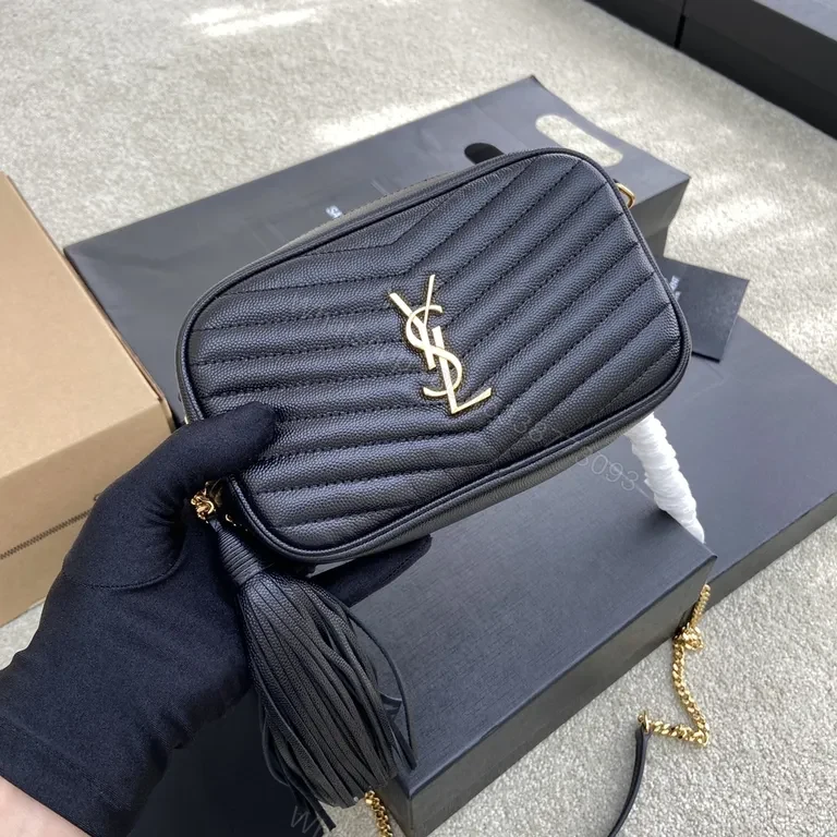 View 7 of Chic Quilted Black Crossbody with YSL Emblemâ€”Compact Luxury