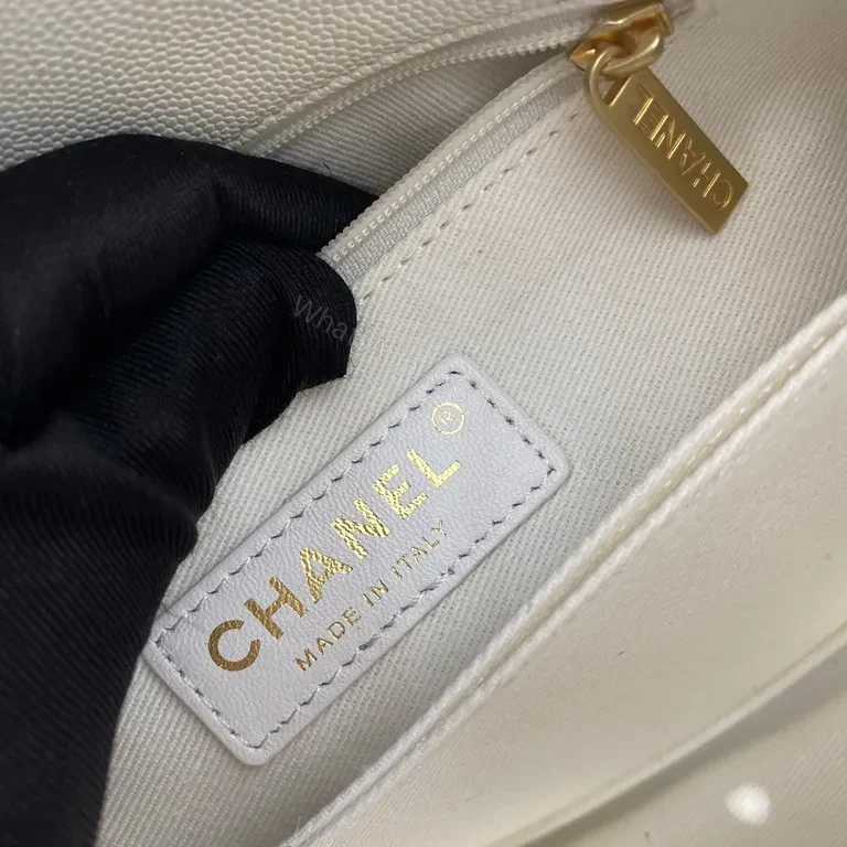 View 9 of Quilted White Leather Mini Bag: Luxe CC Chain Style