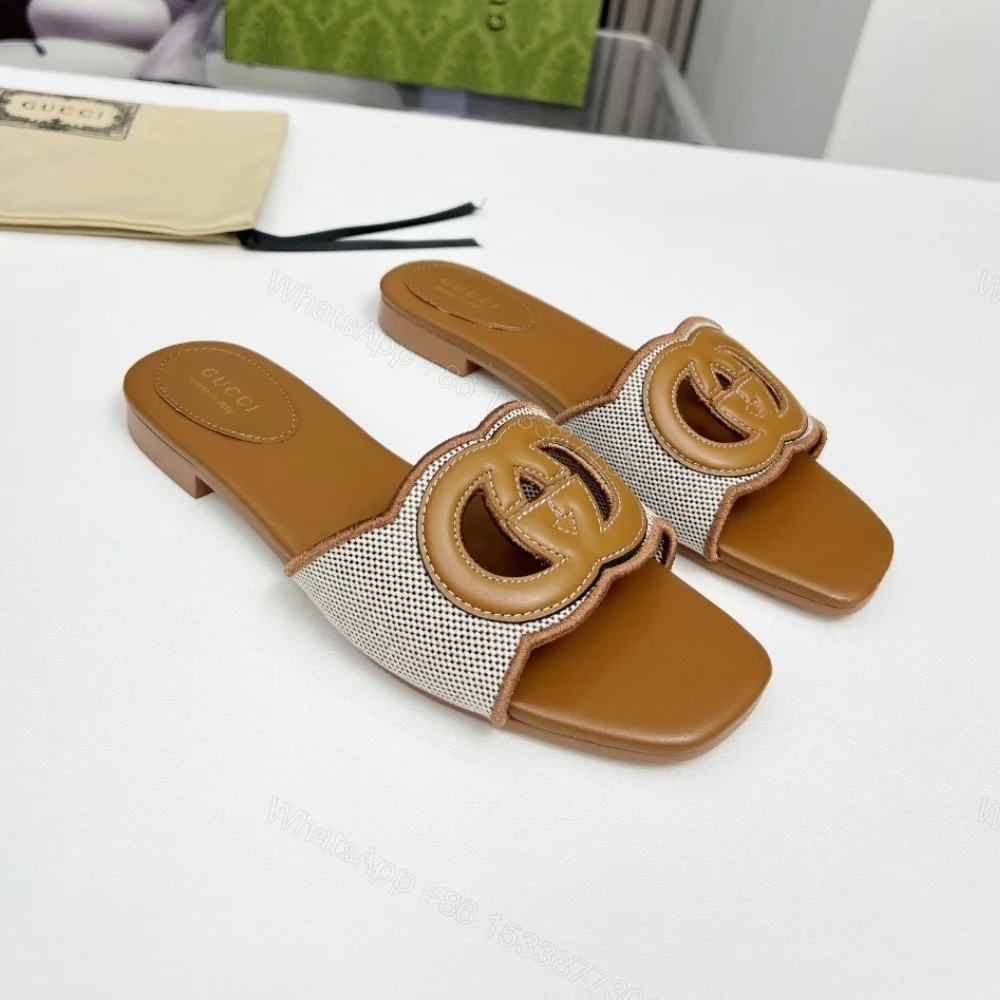 View 6 of GUCCI WOMEN’S INTERLOCKING G SLIDE SANDAL BROWN 835723 FAEA0 9562