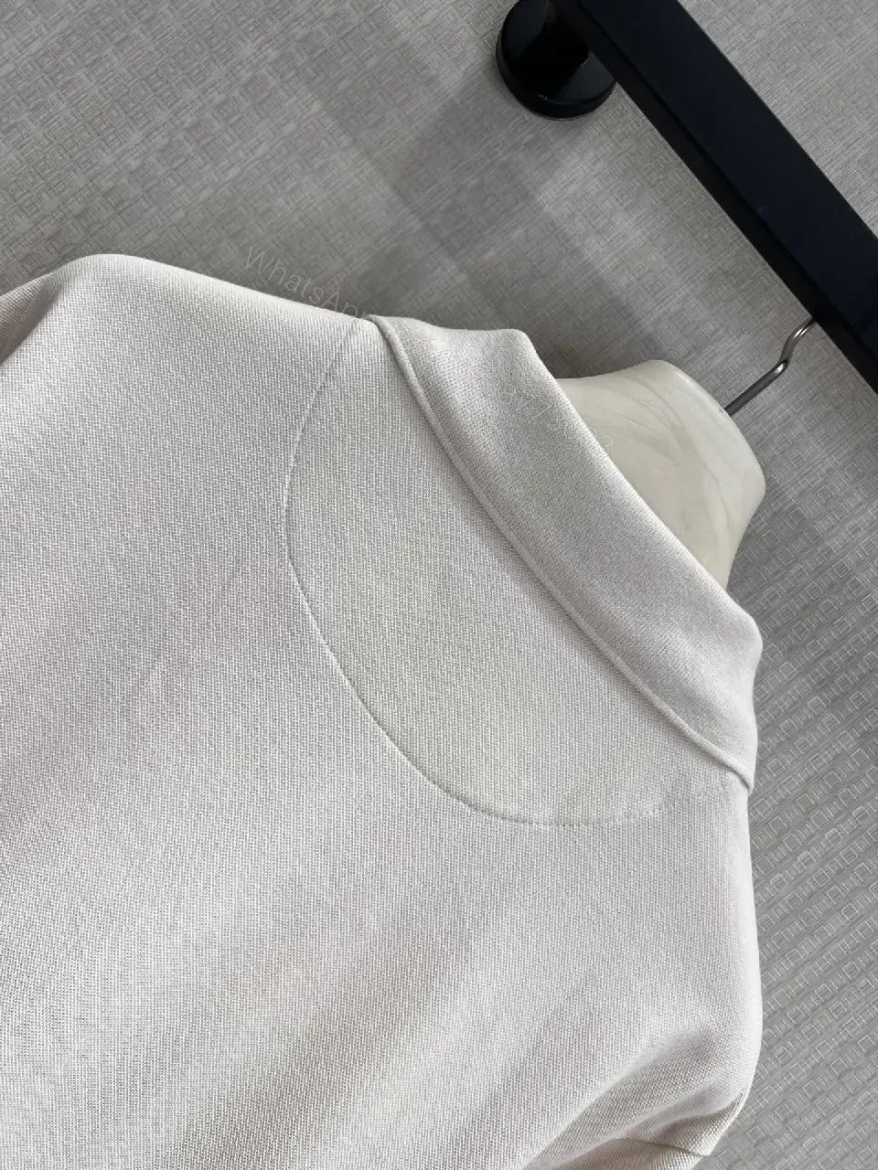 View 6 of Off-White/Cream Knit Cropped Polo Shirt with Ribbed Trim and Logo