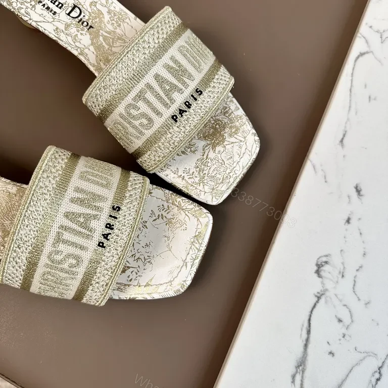 View 9 of Chic Crystal-Embellished Slide Sandals with Dior-Style Straps