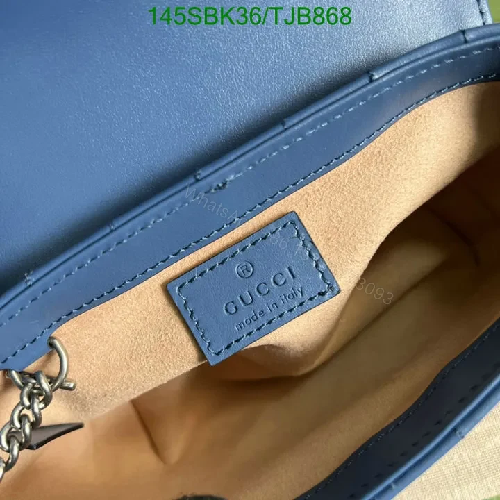 View 38 of Gucci Super Mini Bag in Blue Matelassé Chevron Leather with Silver-Toned Hardware 496474