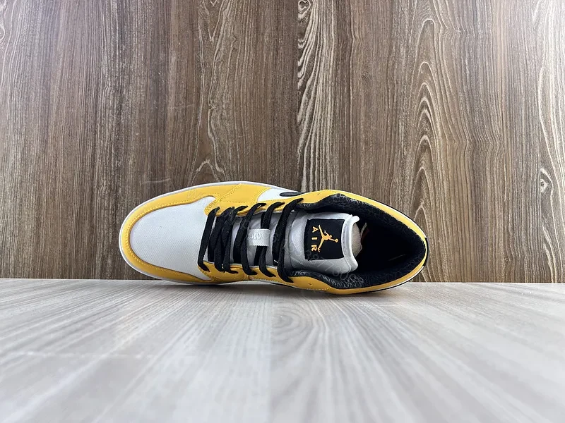 View 2 of Sunburst Yellow Leather Sneakers: High-Top Luxury Comfort