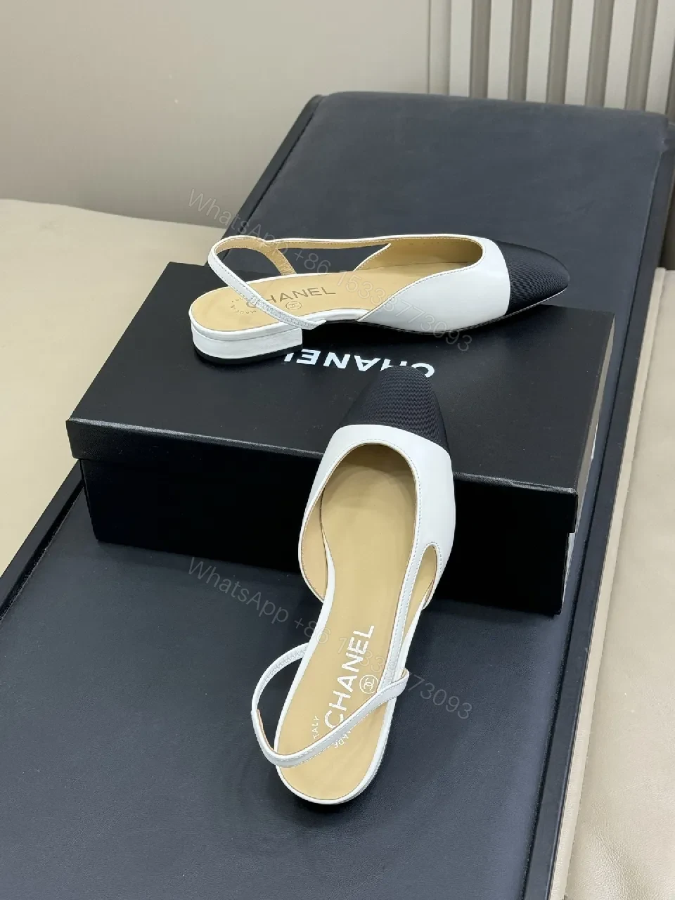 View 8 of Black & White Slingback Heels – Minimalist Style, All-Day Comfort