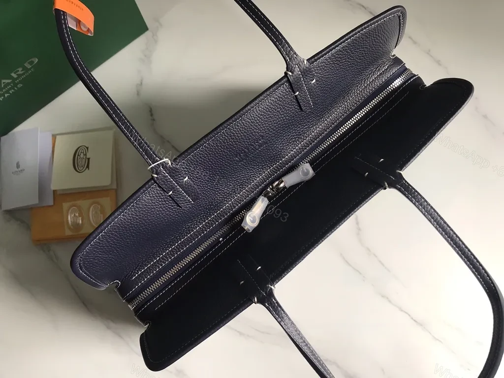 View 3 of Structured Luxe Tote: Goyard-Influenced Pattern, All-Day Sophistication