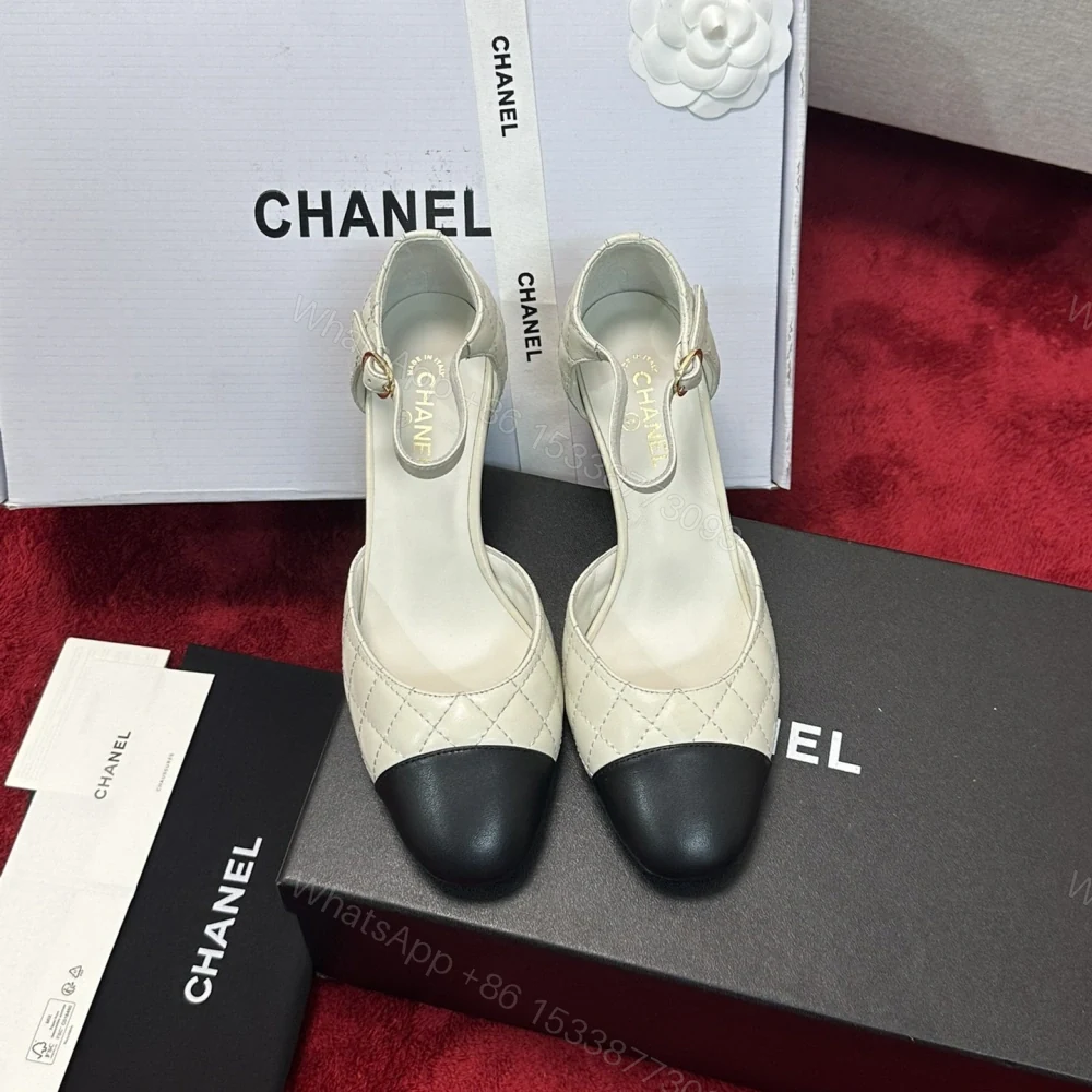 View 6 of 高仿Chanel*G38441C露邊高跟單鞋小牛皮白色4.5CM免檢版