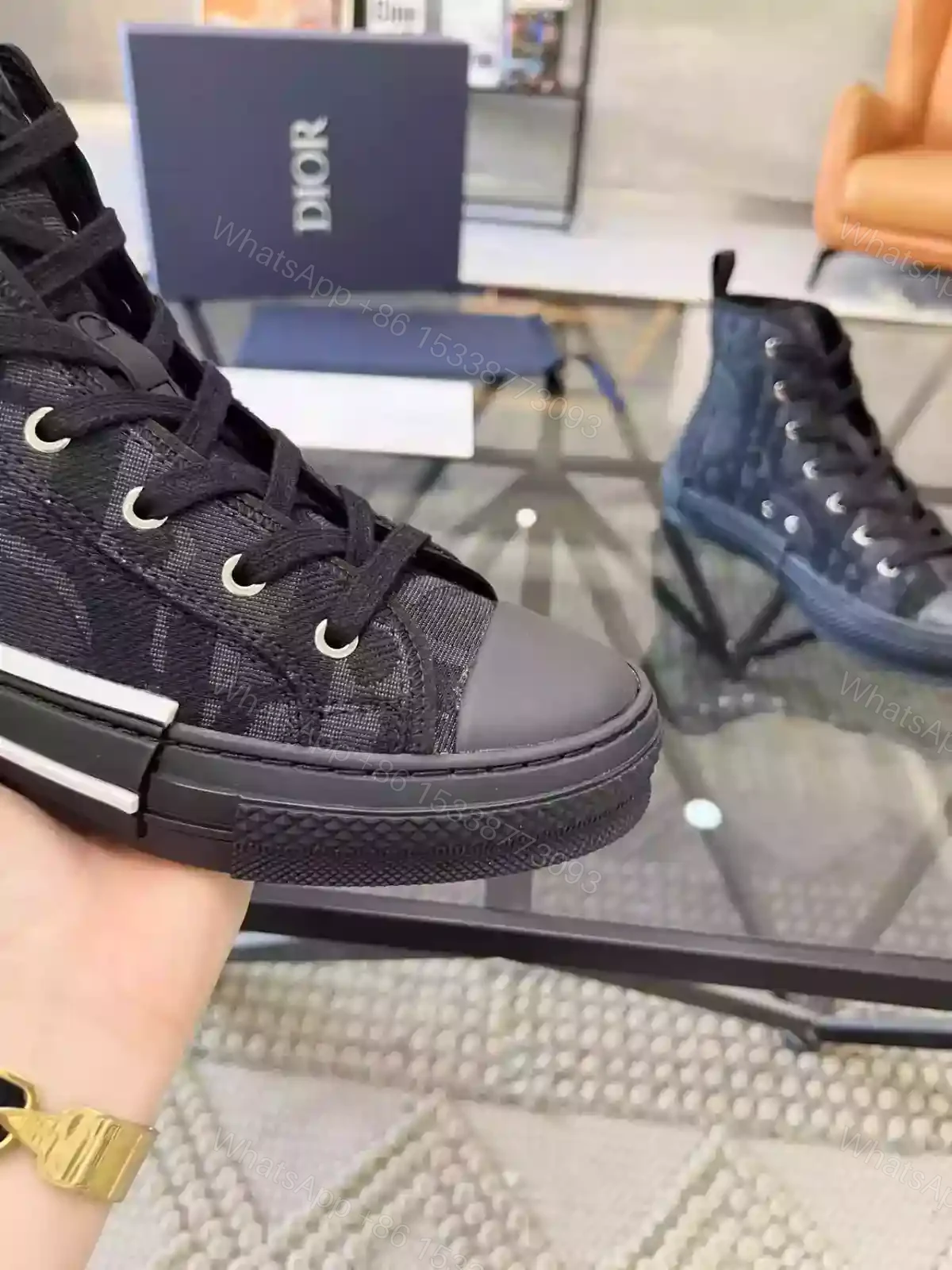 View 7 of B23 HIGH-TOP SNEAKER BLACK MAXI DIOR OBLIQUE JACQUARD – CD118