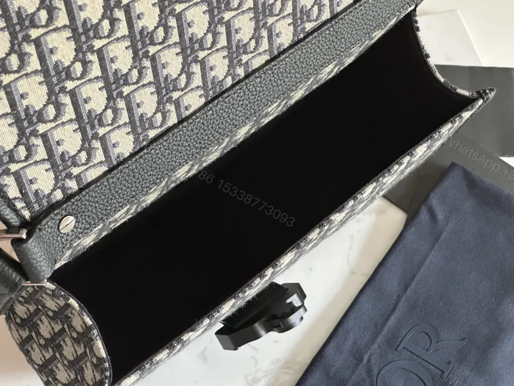 View 6 of Monochrome Oblique Crossbody â€” Grayscale Dior Oblique Range Bag
