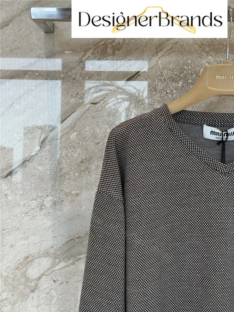 View 3 of Miu Miu Jacquard Jersey Long-Sleeved T-Shirt