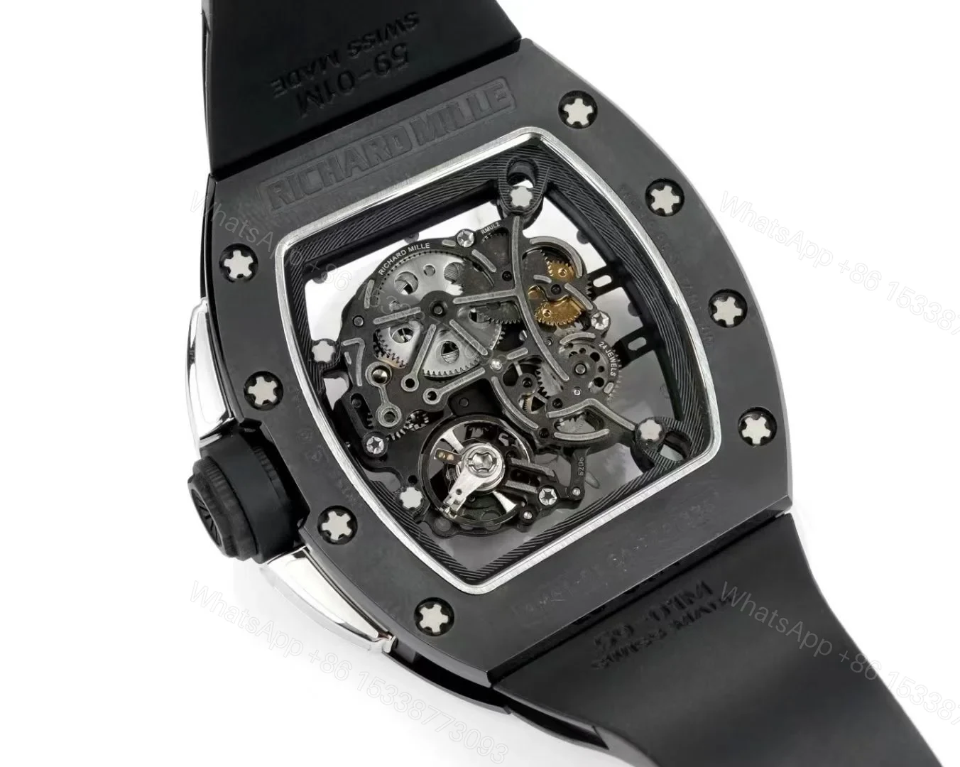 View 7 of Richard Mille RM61-01 Watch TZP-N Zirconia Ceramic NTPT Carbon Fiber Case Skeleton Dial RMUL2 Manual Winding Movement Yellow Green Suspended Bridge Sports Edition RM61-01-ZC-NTPT-YG-RMUL2