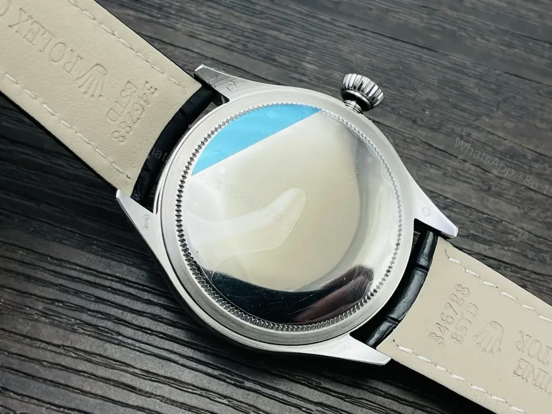 View 7 of Rolex Cellini Date 50519 39mm White Gold Black Dial Alligator Strap Watch 50519-014