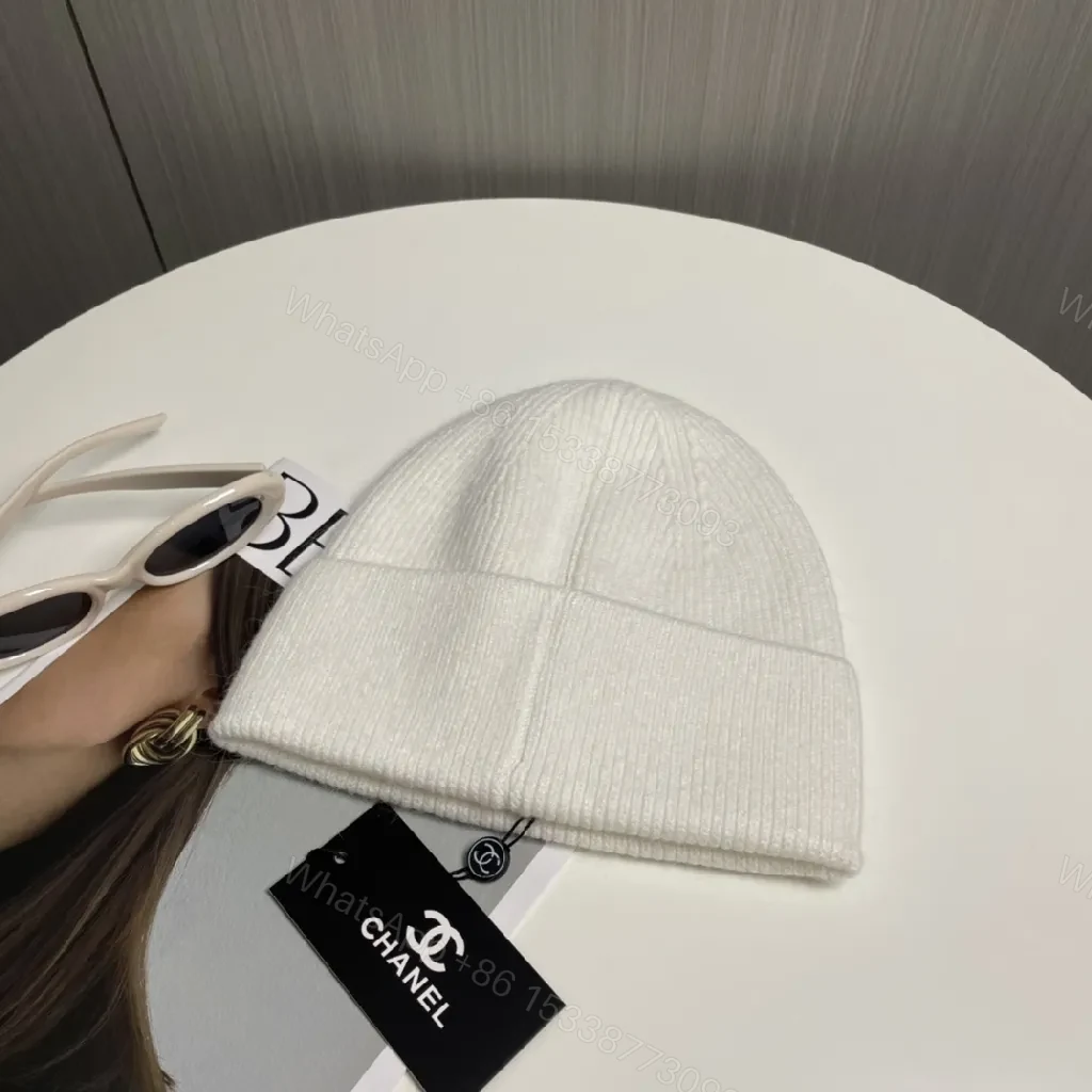 View 9 of White Knit Beanie, Premium Texture, Luxury Everyday Use