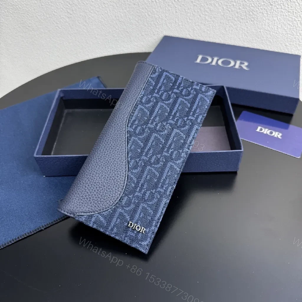 View 7 of Deep Navy Jacquard Cardholder: Luxe Leather Trim, Slim Style