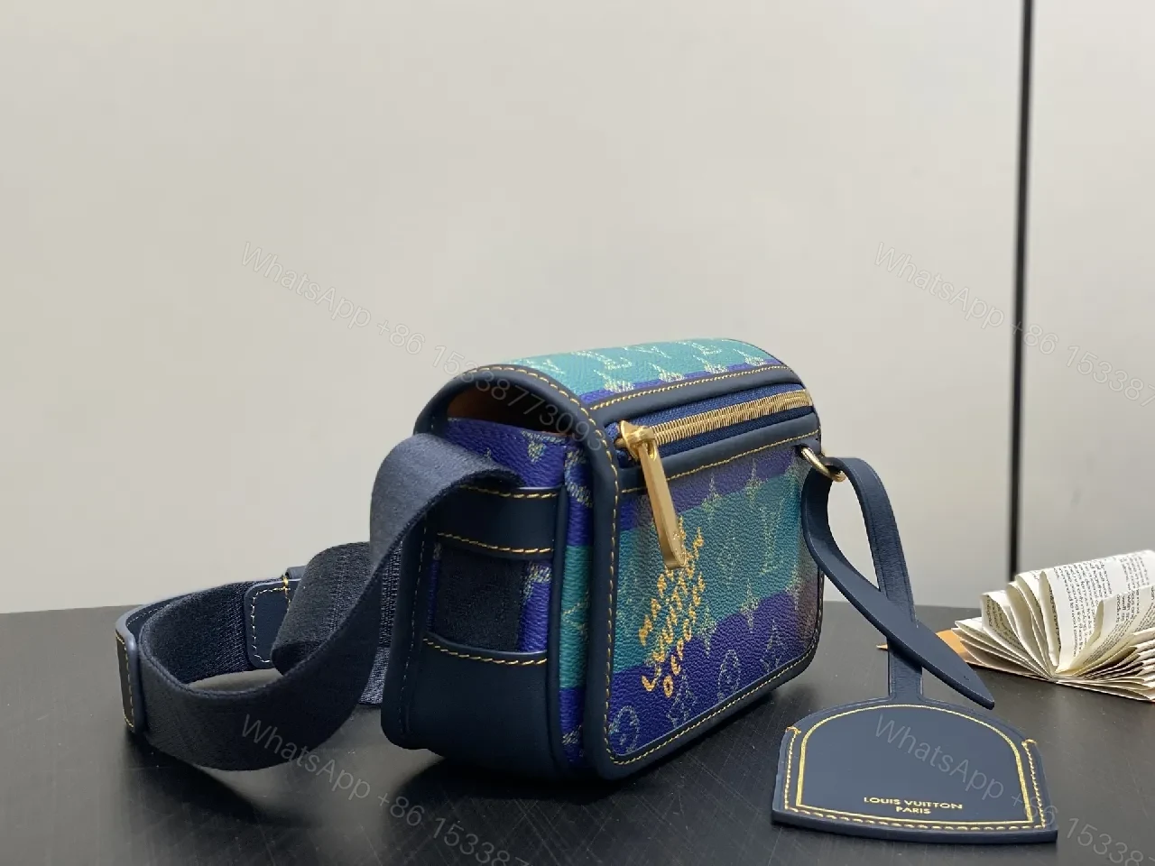 View 3 of Teal & Cobalt Block Crossbody — Monogram Luxe Mini Bag
