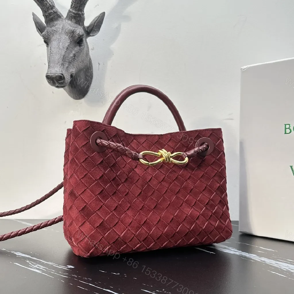 View 9 of Textured Burgundy Weave Everyday Mini Bag with Gold Hardware