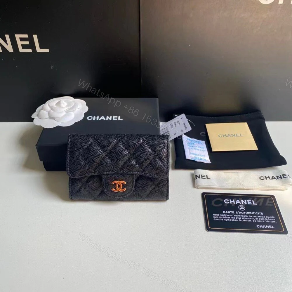 View 2 of Chanel Classic Card Holder Grain Black With Gold Hardware 11Cm AP0214 Y01864 C3906