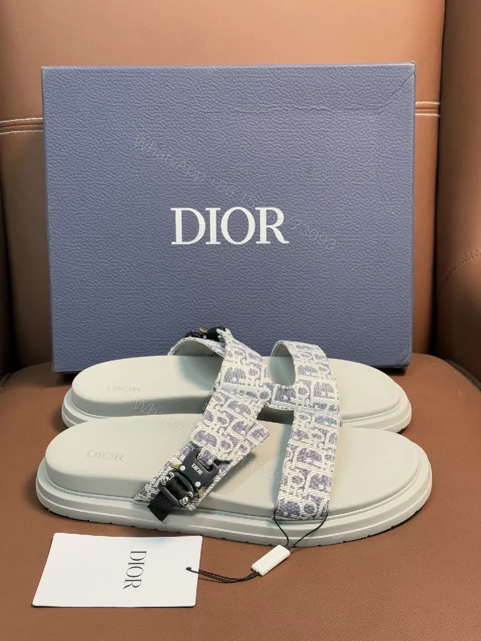 View 2 of Chic Monogram Sandals with Adjustable Straps - Luxury Casual Footwear