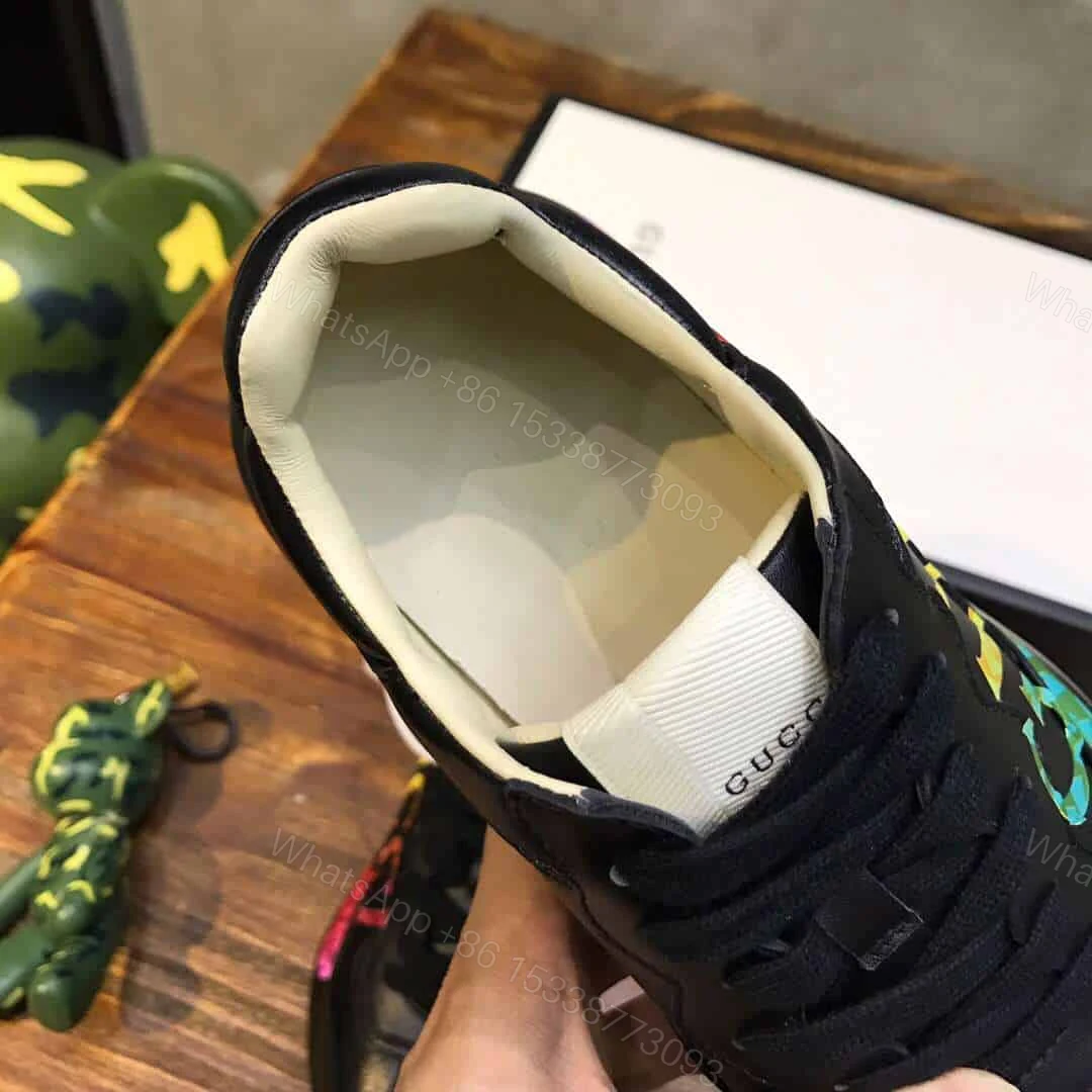 View 3 of GUCCI RHYTON LEATHER SNEAKER WITH GUCCI LOGO