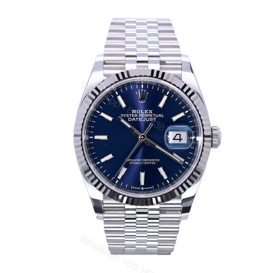 Rolex Datejust 126234 Super Clone : White Rolesor Fluted Bezel Silver Dial 36mm — view 1