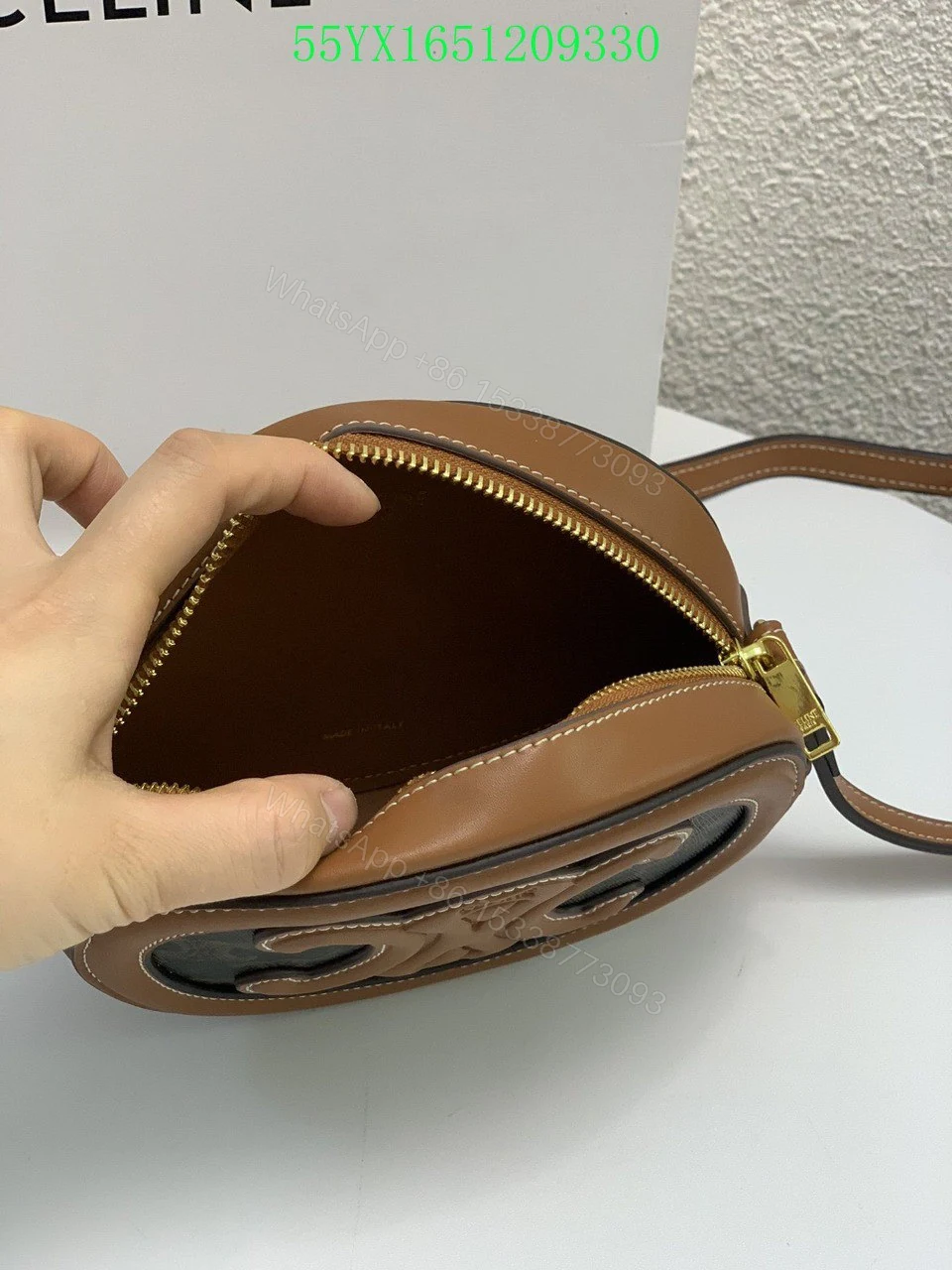 View 5 of CELINE OVAL BAG CUIR TRIOMPHE IN TRIOMPHE CANVAS AND CALFSKIN TAN 20CM 198602EIN04LU