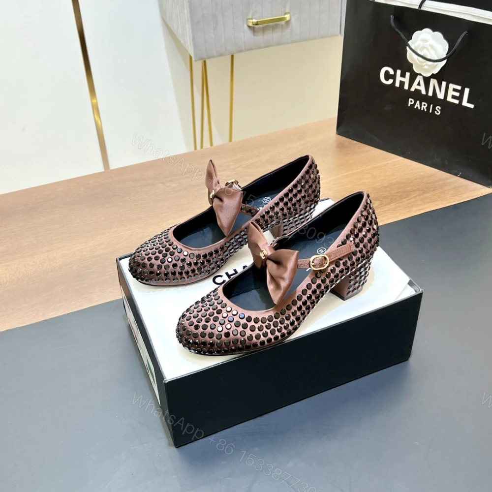 View 2 of 高仿Chanel*G45749D緞子水鑽圓頭單鞋玫瑰金4.5CM免檢版