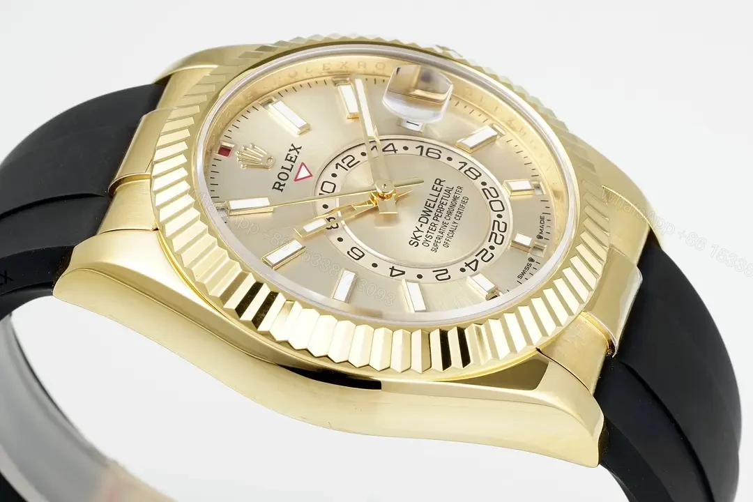 View 6 of Rolex Sky-Dweller Champagne Watch Yellow Gold Oysterflex Ultimate 42MM 336238-0001