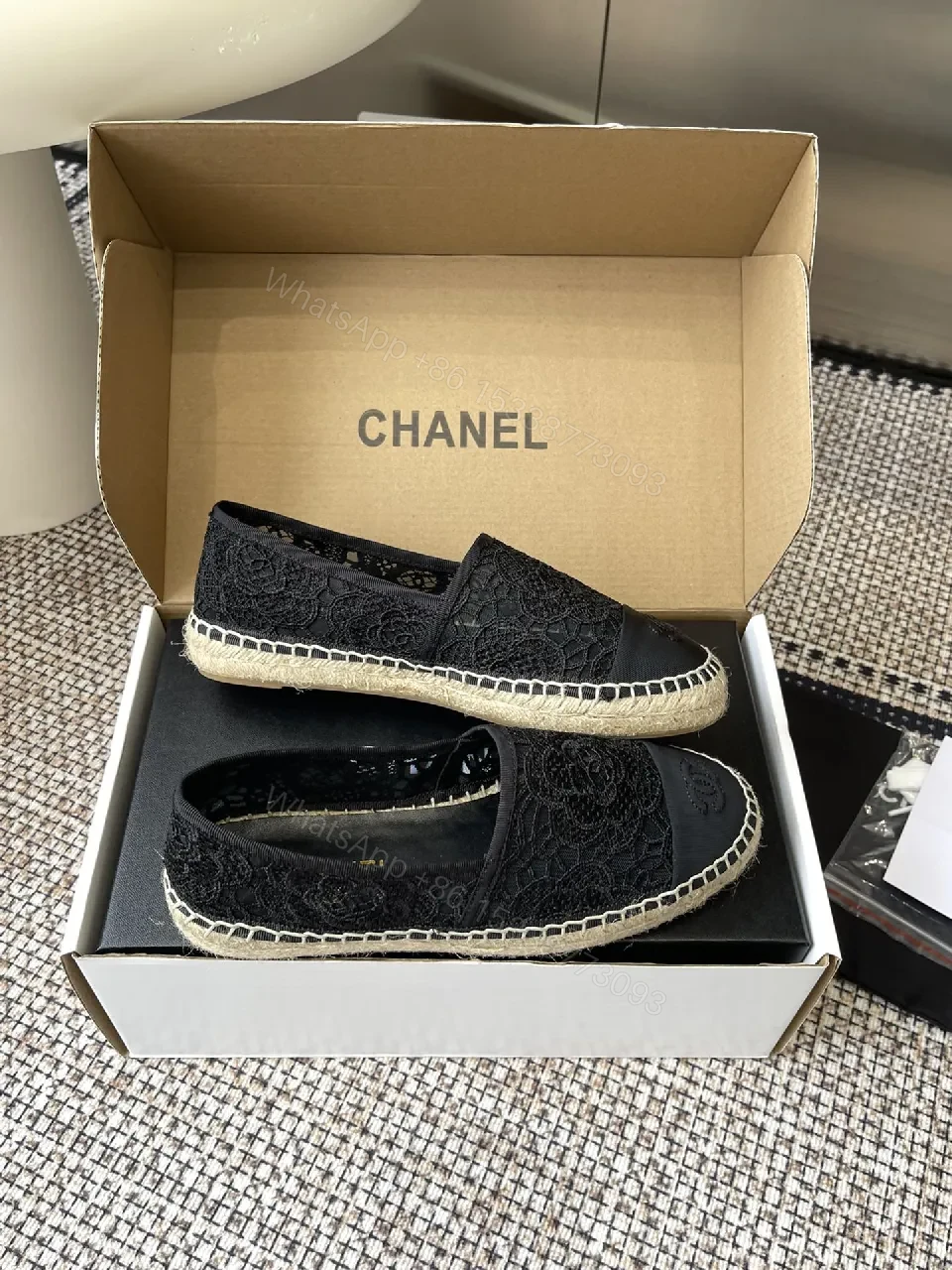 View 2 of Lace-Detail Espadrille: Chic Comfort in Black