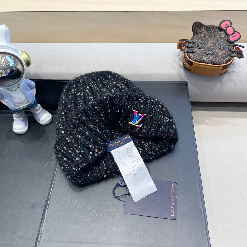 View 6 of Multicolor Bouclé Beanie with Subtle LV Accent