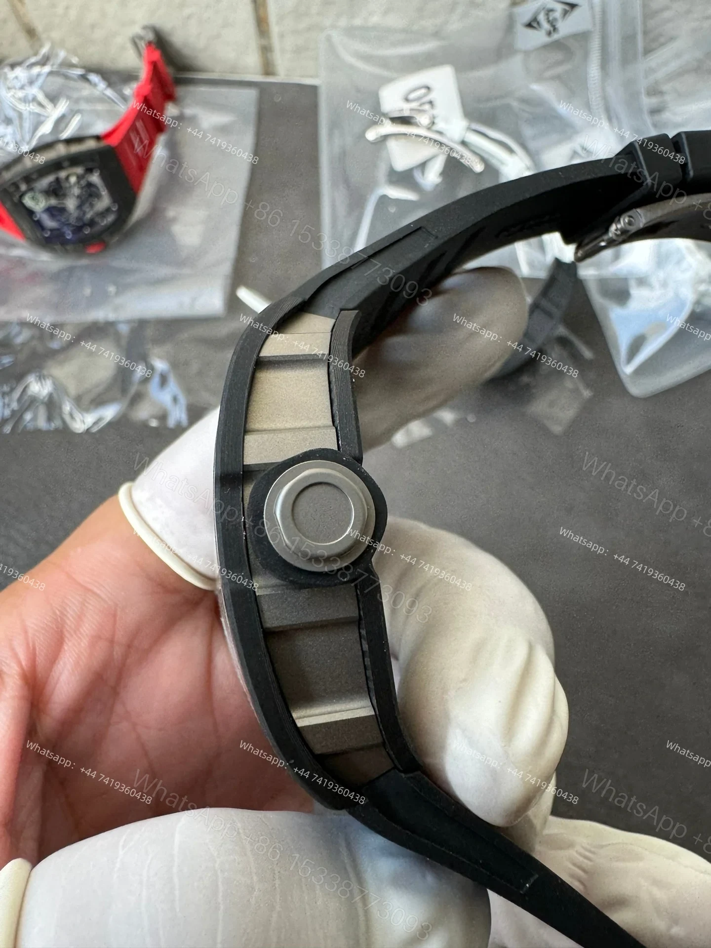 View 5 of Super Clone Richard Mille RM 055 Carbon TPT Black Rubber Strap 1:1 Replica Watch
