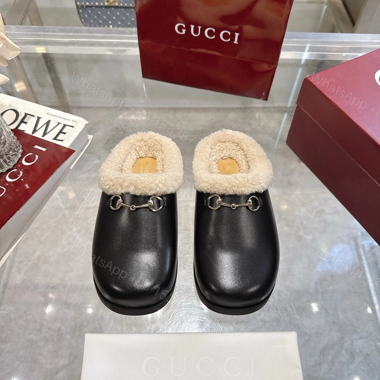 View 2 of Gucci Women Mule With Horsebit Black Leather