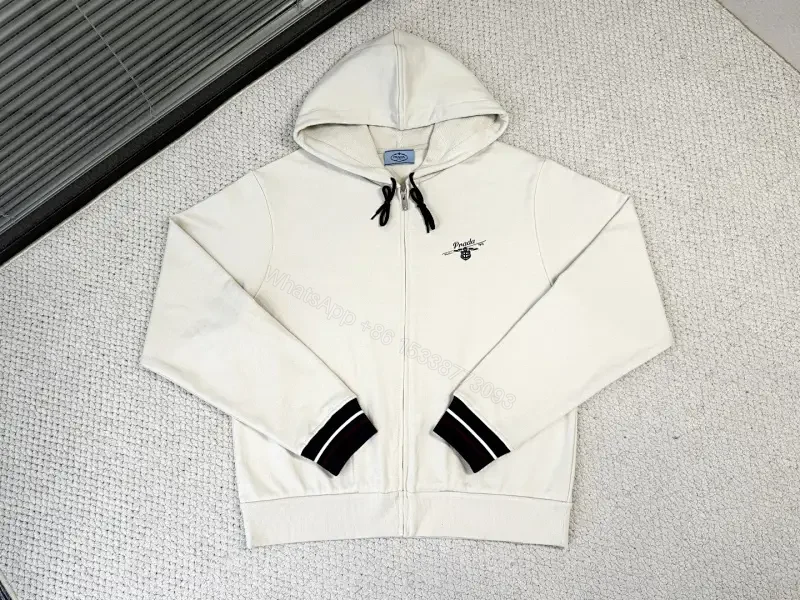 Off-White Cotton-Blend Minimalist Zip Hoodie — view 1