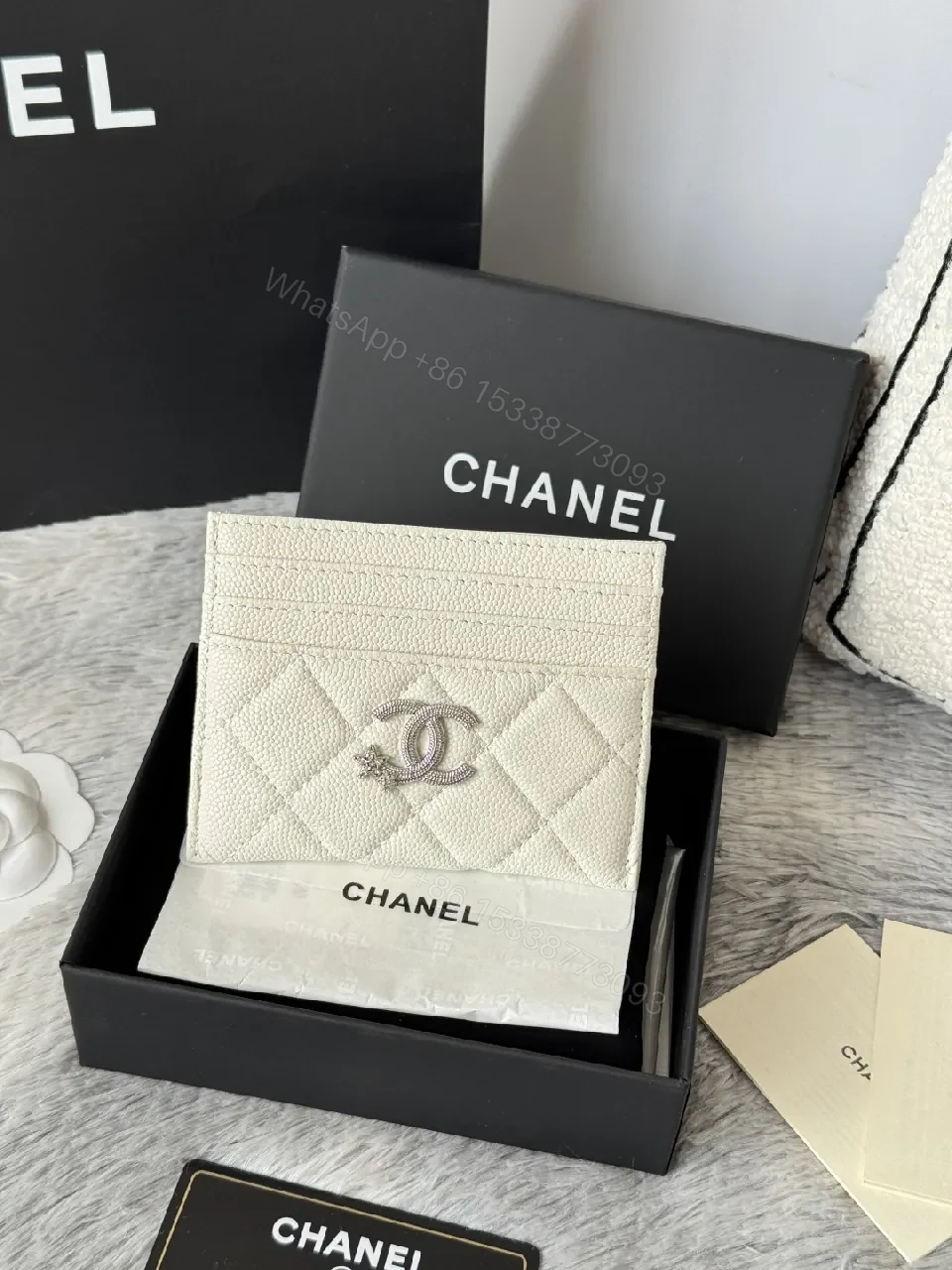 View 7 of Quilted Lambskin Wallet | Silver Logo, Compact & chic