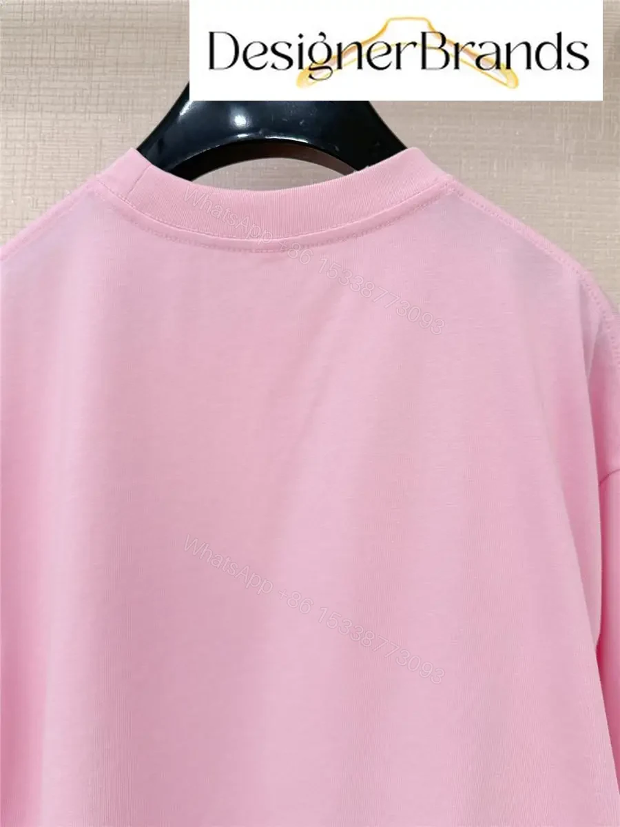 View 8 of Soft Pink Monogram Tee - Luxe Cotton Blend, Casual Couture