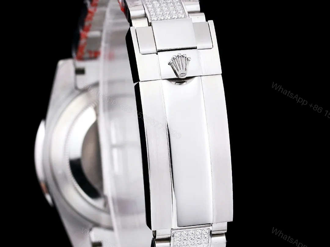 View 8 of Rolex Submariner Rainbow Diamond Replica 42MM Premium Meteorite Dial Pavé Oyster Bracelet RG-ROLEX-SUB-RAINBOW-DIAMOND-42