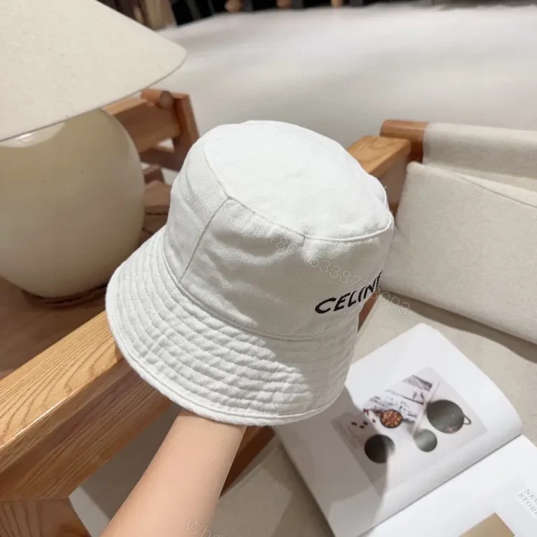 View 4 of White CELINE Logo Bucket Hat: Clean Minimal Luxury