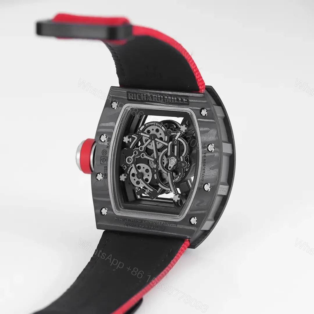 View 7 of RM Factory KU+ Carbon Fiber Watch, Red Strap, V5