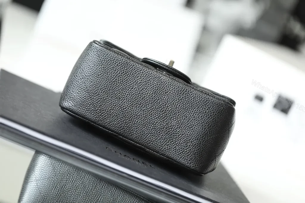 View 7 of Chanel-Style Quilted Black Calfskin Crossbody Bag