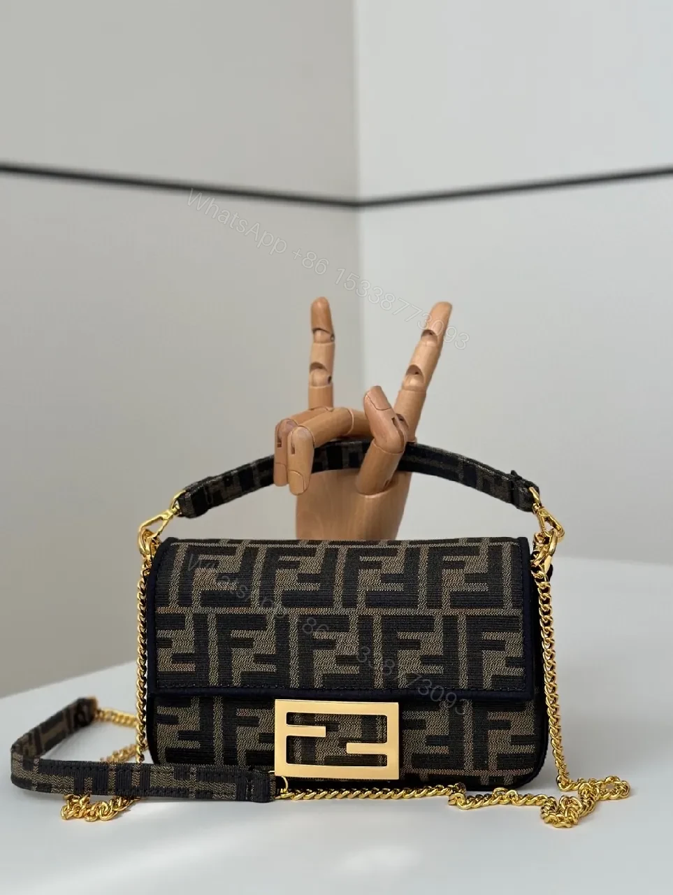 Geometric Chic Crossbody with Gold Chain Bag — view 1