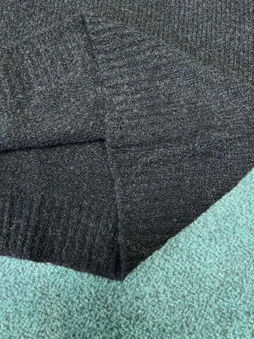 View 7 of Charcoal Knit Crewneck — Luxe Texture, Subtle Crest, Premium Comfort