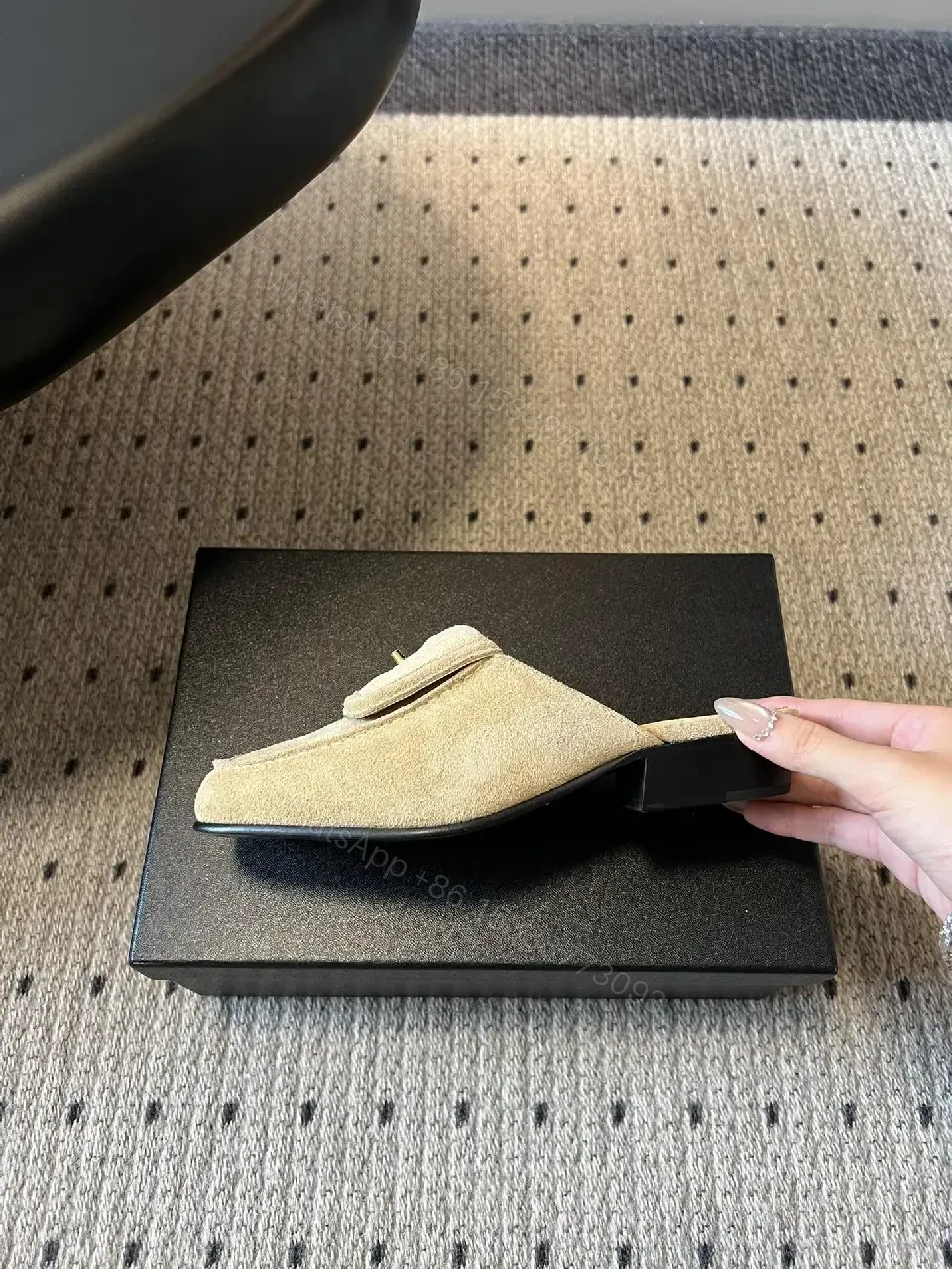 View 7 of Open-Front Suede Mules + Iconic Hardware + Casual Luxe Shoes