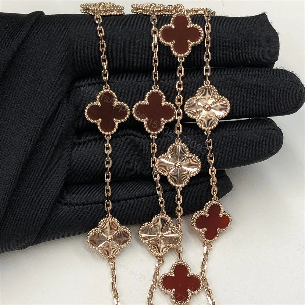 View 3 of Van Cleef & Arpels Vintage Alhambra Long Necklace 20 Motif Guilloche Carnelian VCARP7RO00