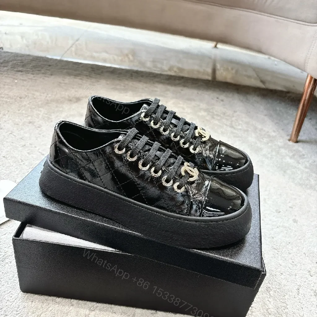 View 6 of Patent Leather High-Top Sneakers with Metallic Logo Hardware