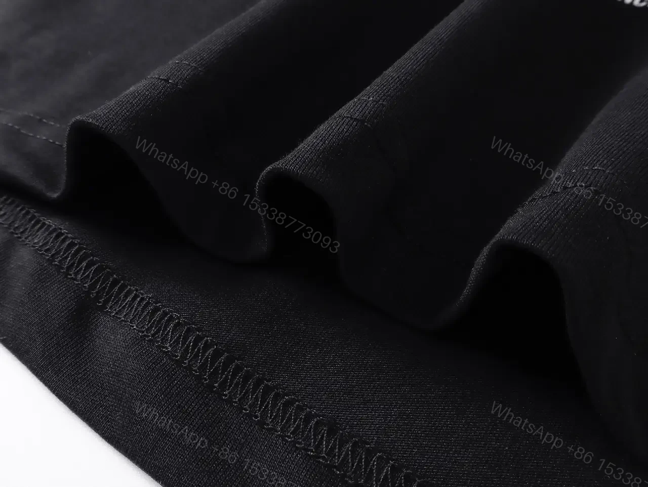 View 2 of Black Cotton Streetwear Graphic Tee with Balenciaga Paris Logo